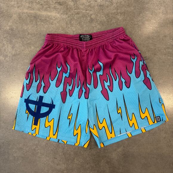 Vintage Y2K Some Slight Lightning Purple Teal Athletic Basketball Shorts XL - Picture 1 of 4